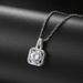 Unisex Classic zircon micro inlaid square pendant necklace for women Fashion platinum plated necklace jewelry_ipsvogv.com