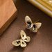 Real Gold Color Preservation, Elegant Small Fragrance Style, Three-dimensional Diamond Inlaid Zircon Butterfly Earrings,_ipsvogv.com