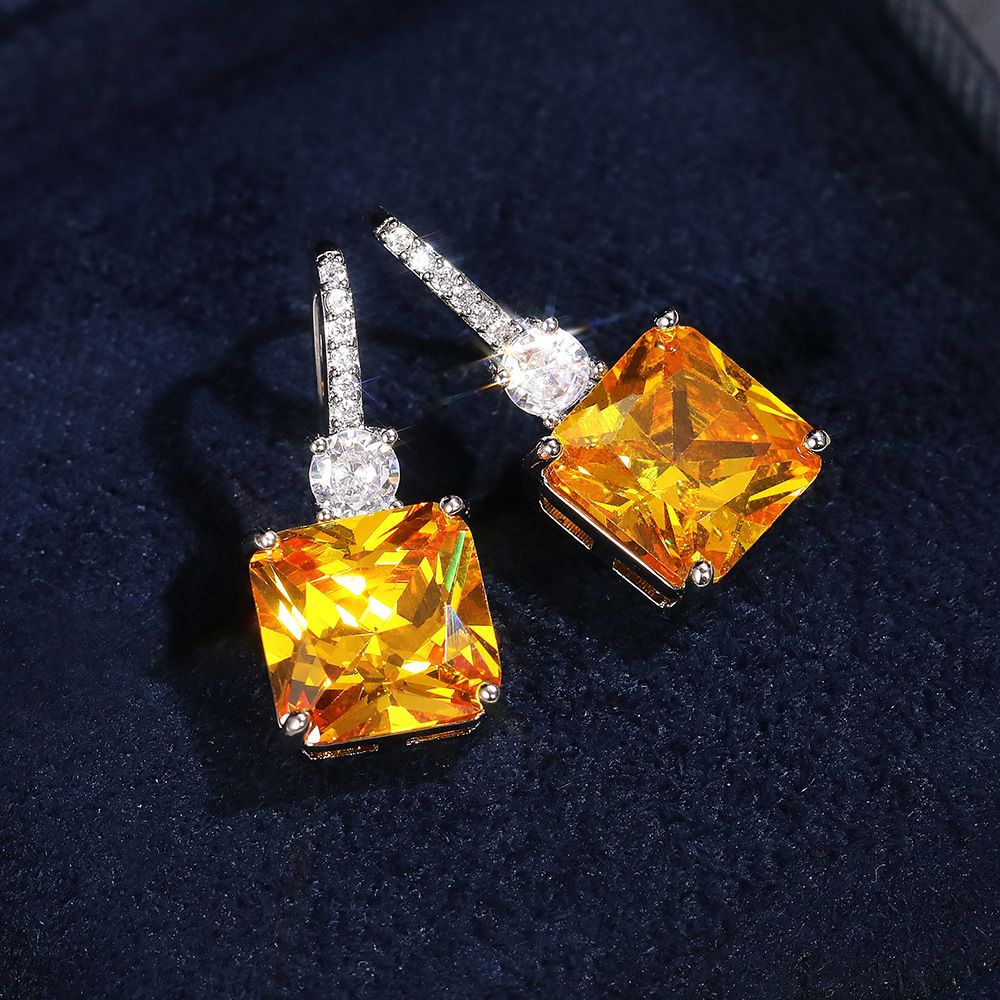 Cao Shi' New Luxury Ice Flower Yellow Diamond Earring Are Fahionable And Veratile, With Micro Inlaid Zircon Ear_ipsvogv.com