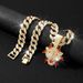 New Hip Hop Trend Leopard Pendant Drip Oil Full Diamond Cuban Necklace Jewelry_ipsvogv.com