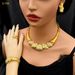 Gold bridal necklace Earrings Bracelet Ring jewelry set with gold diamonds_ipsvogv.com