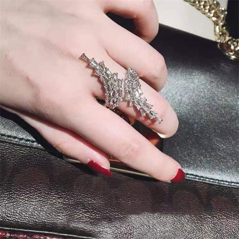 style Fan Ins Feather High-end Leng Zircon Ring Women's Niche Luxury Fashion Geometric Versatile Accessories_ipsvogv.com