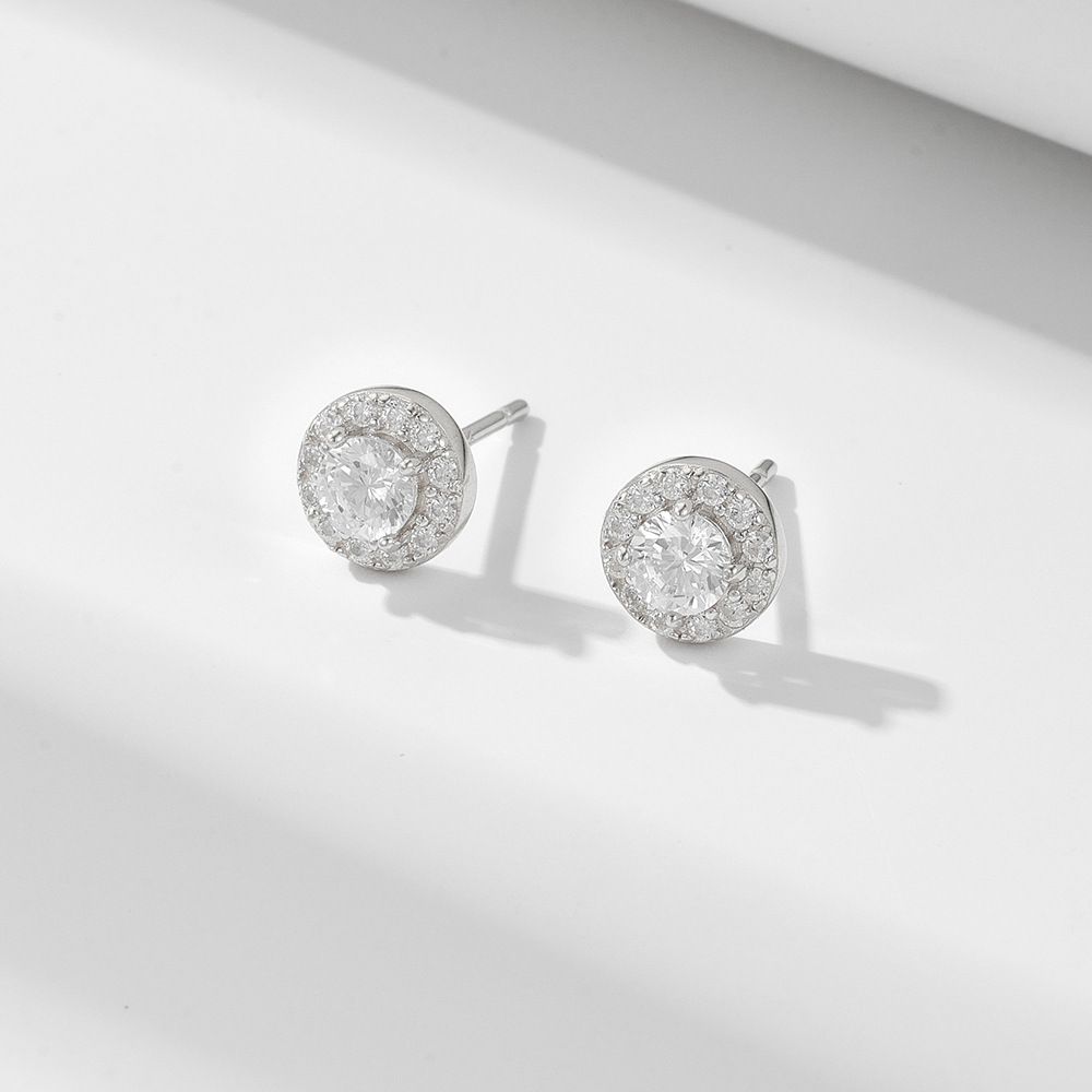 Women's Jewelry Round Full Diamond Zircon Sterling Silver Earrings Hip Hop Ins Simple Personality Trend Earrings High Quality_ipsvogv.com