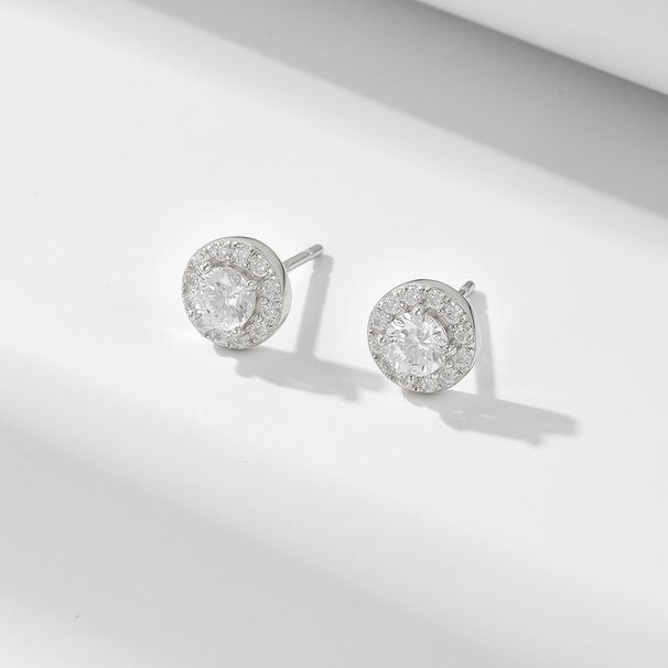 Women's Jewelry Round Full Diamond Zircon Sterling Silver Earrings Hip Hop Ins Simple Personality Trend Earrings High Quality_ipsvogv.com