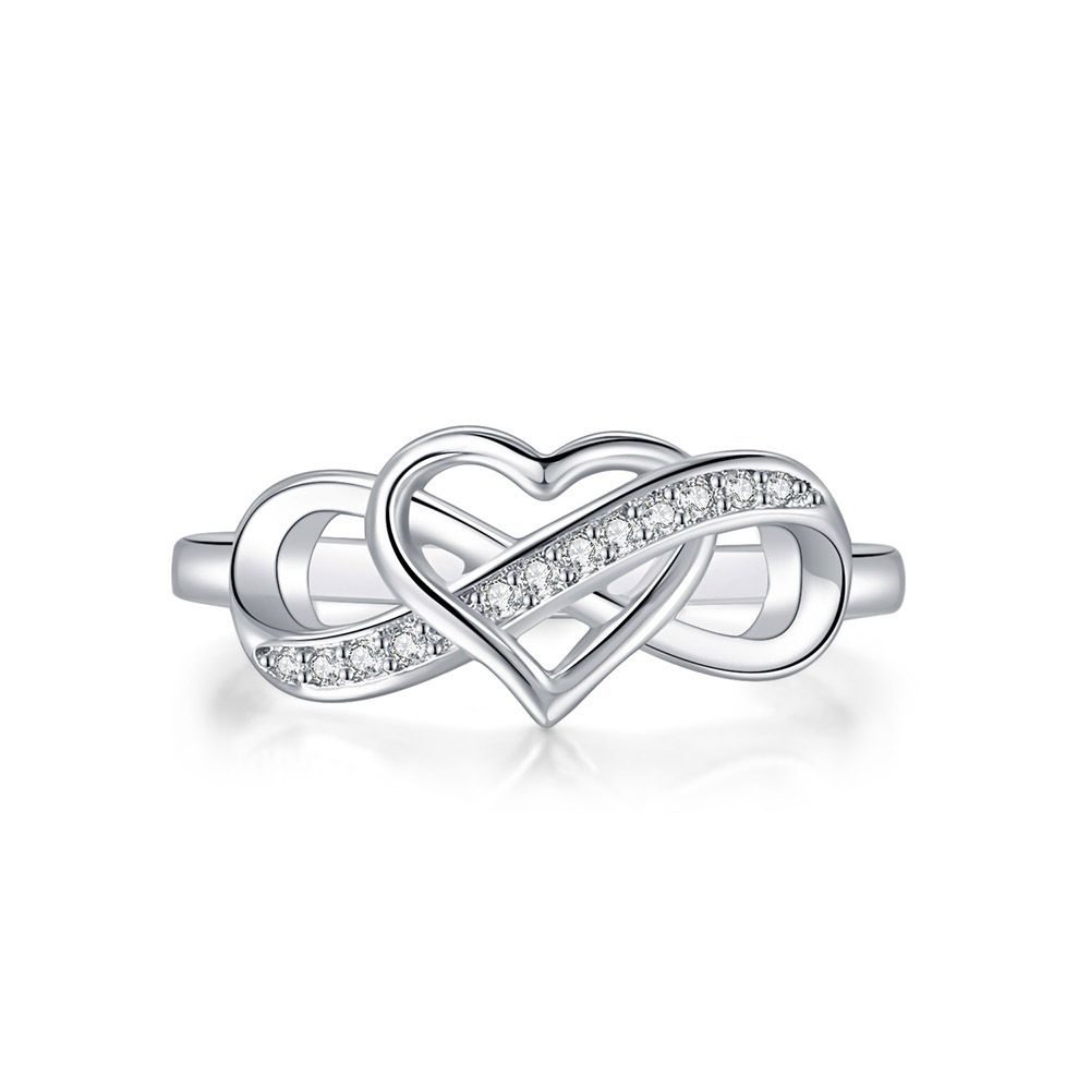 Fashion color separation electroplating hollow heart shaped infinity ring for women zircon jewelry_ipsvogv.com