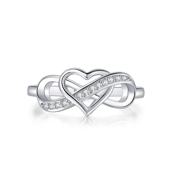 Fashion color separation electroplating hollow heart shaped infinity ring for women zircon jewelry_ipsvogv.com