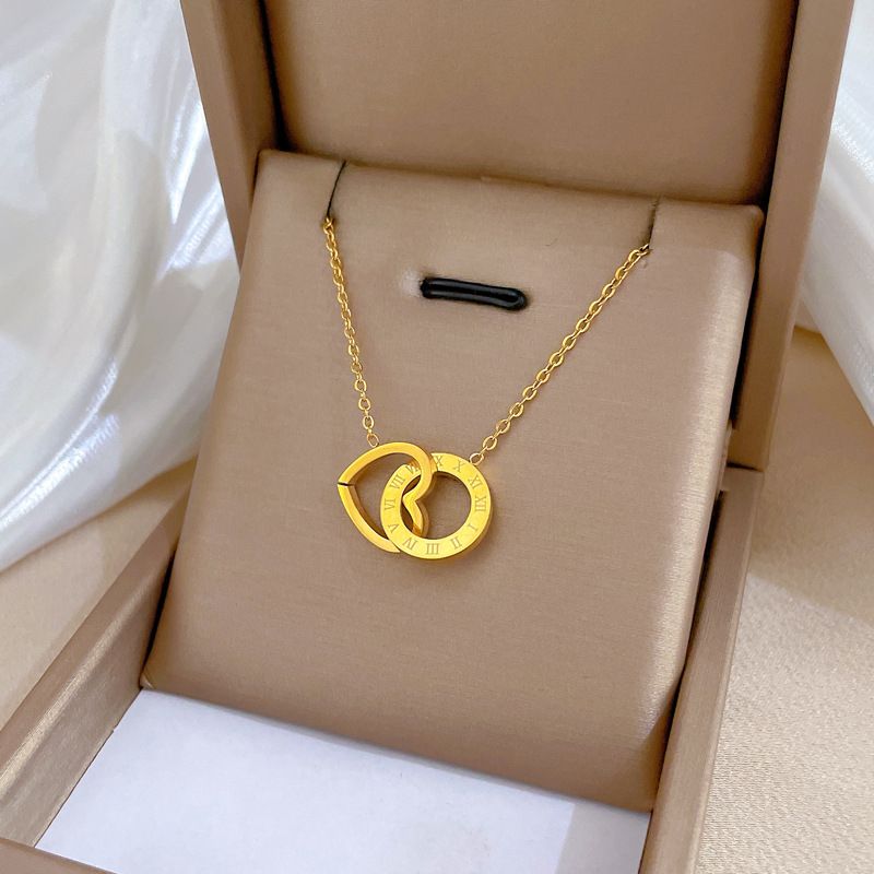 Full Body 【 Titanium Steel 】 Love Circle Ring Minimalist Gold Necklace In The Furnace For Women's Ins Mesh Red 【 】_ipsvogv.com