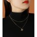 Sterling silver gold plated double-layer letter pendant light luxury all-match clavicle chain female niche design high-grade_ipsvogv.com