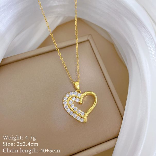 【 】 Love Double Layered Fashionable Luxury Charm Gorgeous Full Diamond Necklace Women's Versatile Clavicle Chain_ipsvogv.com