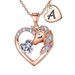 Unicorn Necklace, Heart-shaped Letters A-Z, Zircon Pendant, Fast Selling Children's Jewelry_ipsvogv.com