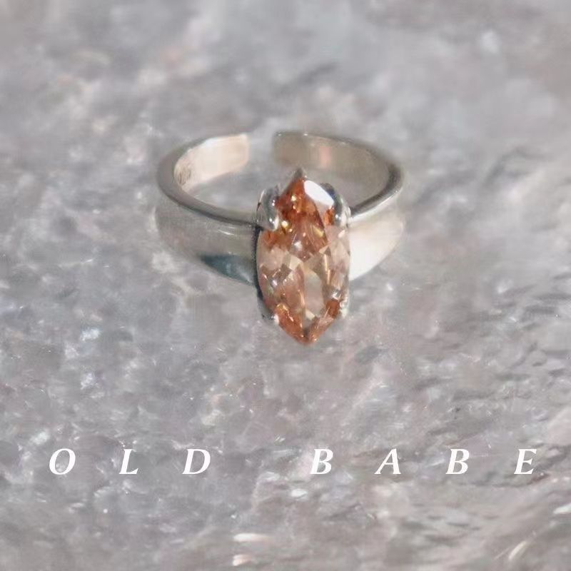 Champagne Zircon For Women, Unisex Style, Instagram Trendy, Niche Design, Simple, Luxurious, High-end, Index Finger Ring_ipsvogv.com