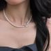 S Pure Silver Light Luxury Niche Ribbon Bowknot Shi Family Pearl Necklace For Women High-end Clavicle Chain Versatile_ipsvogv.com