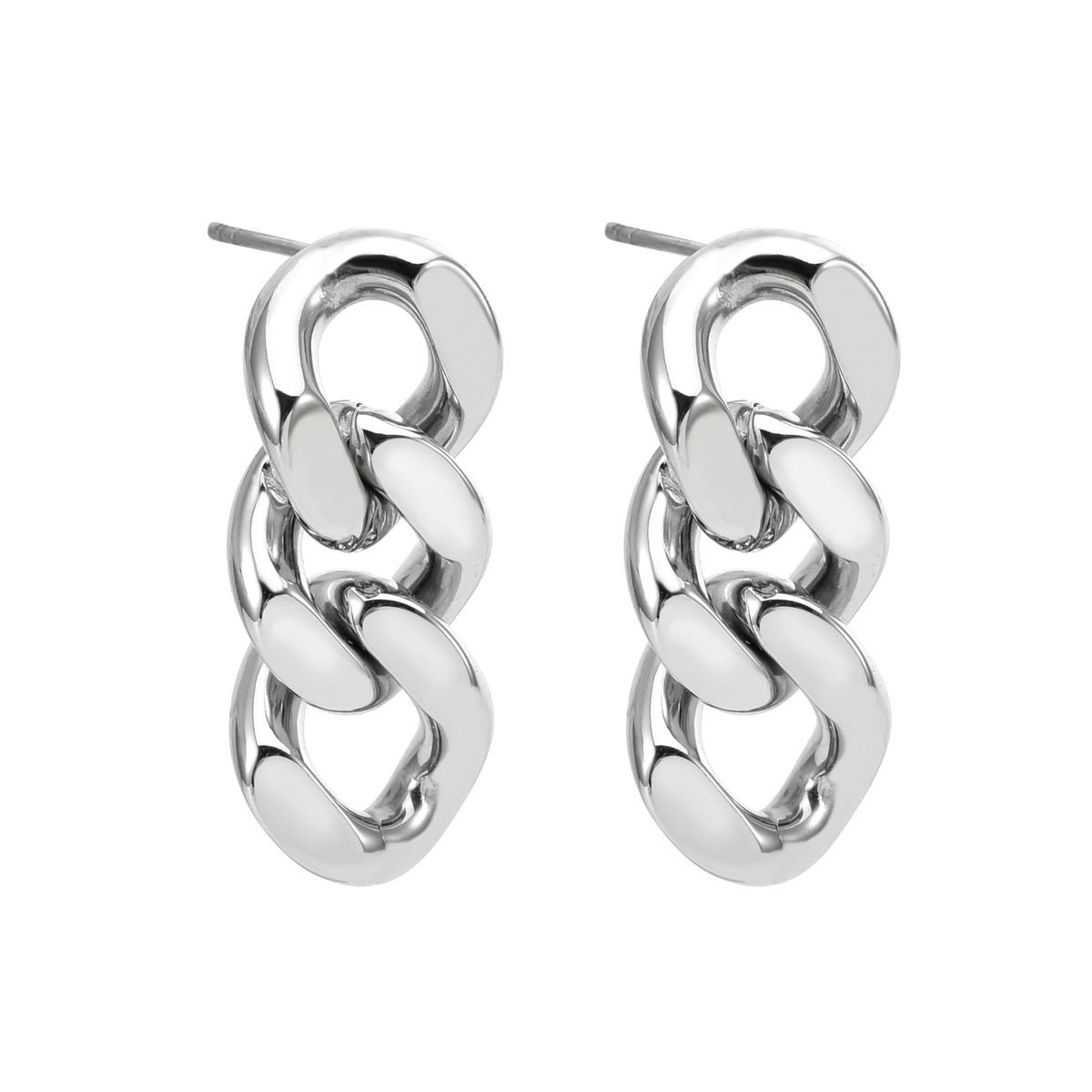 Women's Jewelry High End Fashion Accessories Personalized Stainless Steel Cuban Chain Earring Exaggerated Diamond Studded Earrings Versatile Earrings_ipsvogv.com