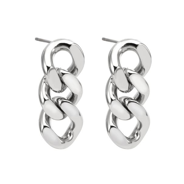Women's Jewelry High End Fashion Accessories Personalized Stainless Steel Cuban Chain Earring Exaggerated Diamond Studded Earrings Versatile Earrings_ipsvogv.com