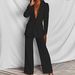 Women's fashion long sleeve suit straight trouser suit_ipsvogv.com