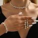 Wedding Jewelry Korean Fashion Bridal Accessories Silver Diamond Necklace Earrings Bracelet Three Piece Set_ipsvogv.com