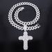 Unisex New Hot Selling Alloy Full Diamond Bundled Cross Pendant Fashion Trend Rap Men's Hip Hop Cuban Necklace_ipsvogv.com