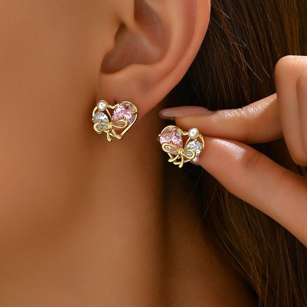 2024 New Japanese Korean style Women's with Love, Niche Inlaid Zircon Design, Light Luxury Earrings and Accessories_ipsvogv.com
