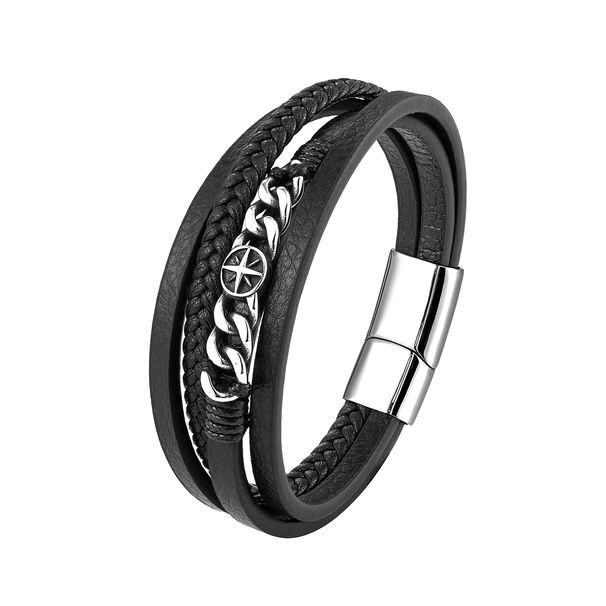 Men's Bracelets Hot Selling Stainless Steel Multi Layer Braided Bracelet Hand Woven Leather Bracelet Men's Retro Punk Jewelry_ipsvogv.com