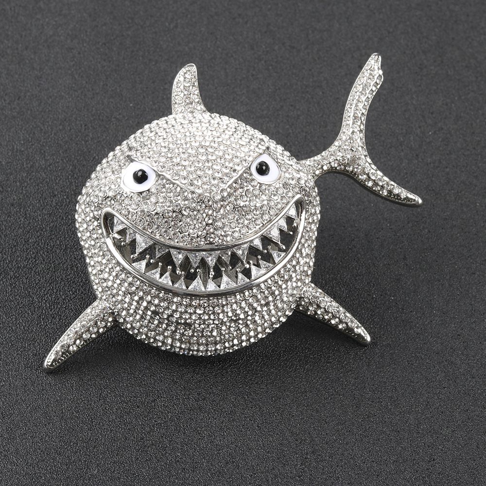 Men And Women's Jewelry Shark Pendant Tennis Chain With Cuban Link, Hip Hop Style Bold Statement Necklace, Fashion Accessory For Casual & Party Wear_ipsvogv.com