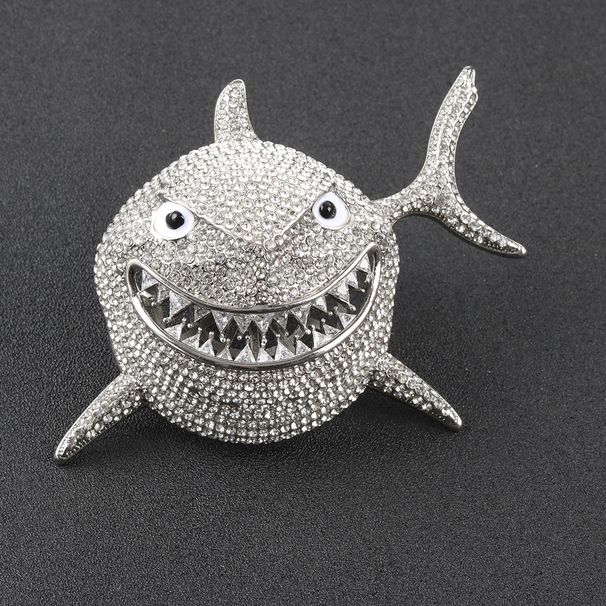 Men And Women's Jewelry Shark Pendant Tennis Chain With Cuban Link, Hip Hop Style Bold Statement Necklace, Fashion Accessory For Casual & Party Wear_ipsvogv.com