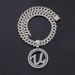 Trendy Personality Letter U Round Pendant Full Diamond 3D Cuban Necklace Nightclub Street Dance Clavicle Chain_ipsvogv.com