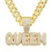 Cool splicg full diamond letter pendant Cuban necklace for men's hip-hop nightclubs, personalized short collarbone_ipsvogv.com