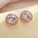 Unisex Jewelry Fashion round diamond stud earrings fashion ladies zircon earrings_ipsvogv.com