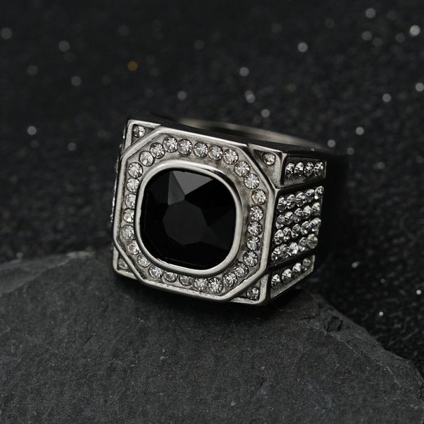 New 316 Stainless Steel Full Three-dimensional Color Diamond Personalized Men's Ring_ipsvogv.com