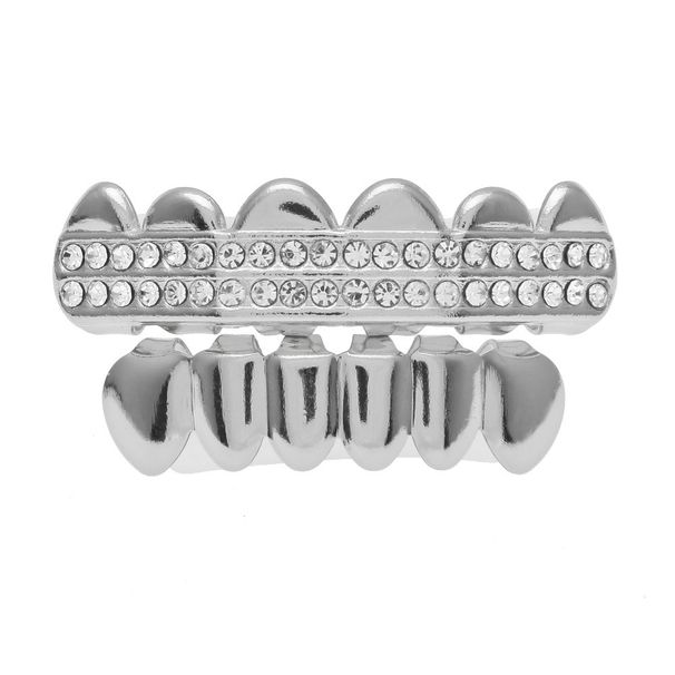 Hot Sale Hip Hop Braces New Two Row Flat Teeth Diamond Braces Hiphopgrillz_ipsvogv.com