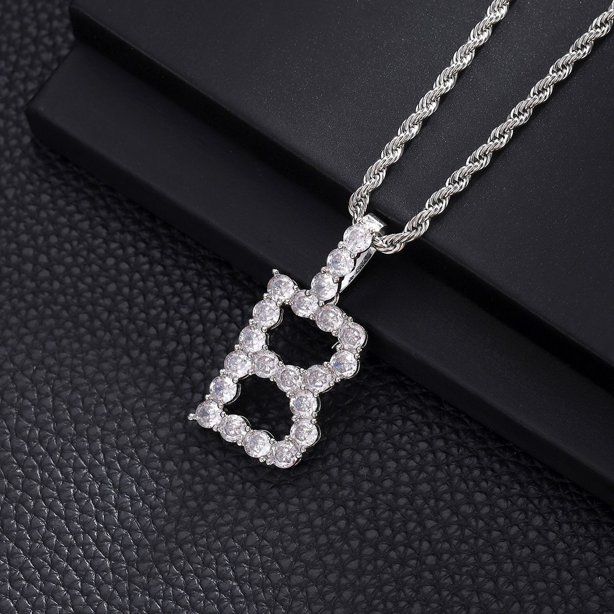 TEMU26 English Letter Copper Inlaid Zircon Pendant, Hip-hop Minimalist Unisex Necklace_ipsvogv.com