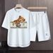Men's Clothing 2024 Waffle Casual Summer Suit Men's Loose Teen Short sleeved T shirt Shorts Handsome Two piece Suit_ipsvogv.com