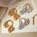 French Niche Design Water Droplet Mirror Striped Couple Ring, Light Luxury Color Preservation Open Ring_ipsvogv.com