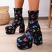 Women's Chunky Heel Pumps denim short boots women's square head waterproof platform high heel fashionable thick bottom women's boots_ipsvogv.com