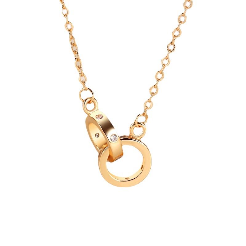 Women's Jewelry Mobius Double Ring Necklace Light Luxury Temperament Fashion All Match Personality Niche Clavicle Chain_ipsvogv.com