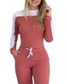 Women's Clothing new outdoor sports color matching long sleeved trousers comfortable casual suit for women_ipsvogv.com
