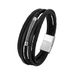 Multi layer hand woven genuine leather bracelet, stainless steel ethnic style men's bracelet jewelry_ipsvogv.com