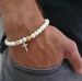 Bohemian Turquoise Beaded Bracelet Ethnic Style Cross Pendant Bracelet Turquoise Elastic Bracelet_ipsvogv.com