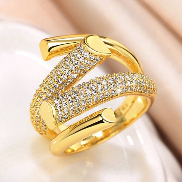 European and American Design Micro Setting Zircon Metal Cross Opening Rings For Women's Gothic Girls' Luxury Jewelry_ipsvogv.com