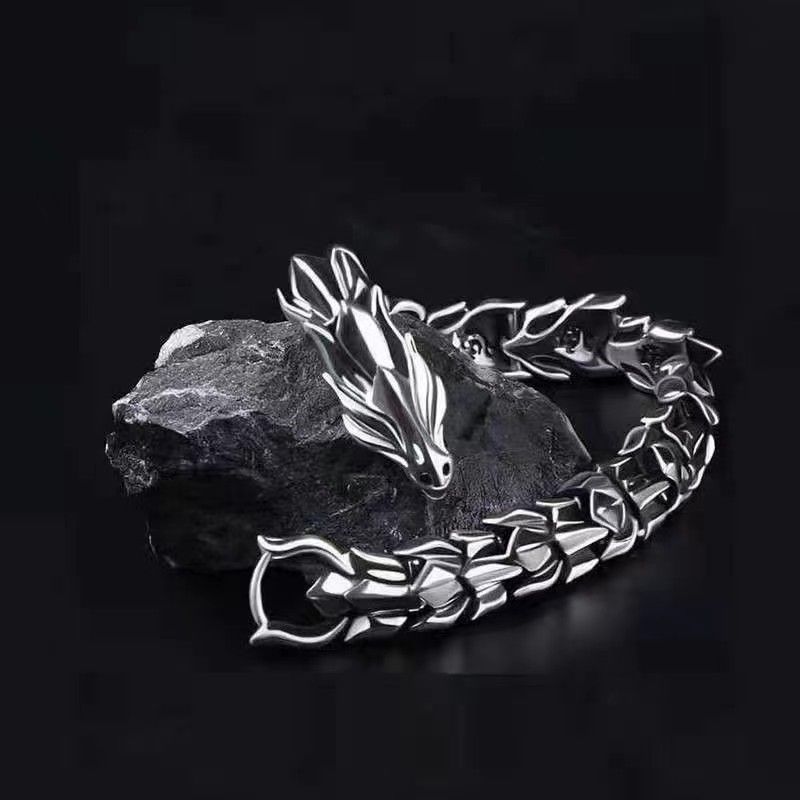 Head Men's Hip-Hop Bracelet Year Of The Punk Fashion Dragon Bone Jewelry_ipsvogv.com