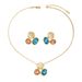 Ins niche Japanese Korean women's earring set, versatile and inlaid with colorful forest style long necklace_ipsvogv.com