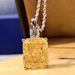 Cao Shi's 2022 New 8 * 10 Yellow Glass Cut, Women's Necklace, O-shaped Chain, Zircon Necklace_ipsvogv.com