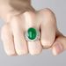 New Elegant And Bold Jade Temperamental Green Agate Adjustable Ring, Chalcedony Hollow Ring_ipsvogv.com