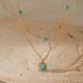 Double Layer Turquoise Pendant Necklace - Gold Plated O-Shaped Stainless Steel Chain For Women_ipsvogv.com