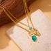 Fashion niche vintage double stainless steel gold plated chain blue turquoise block snake pendant life tree necklace_ipsvogv.com