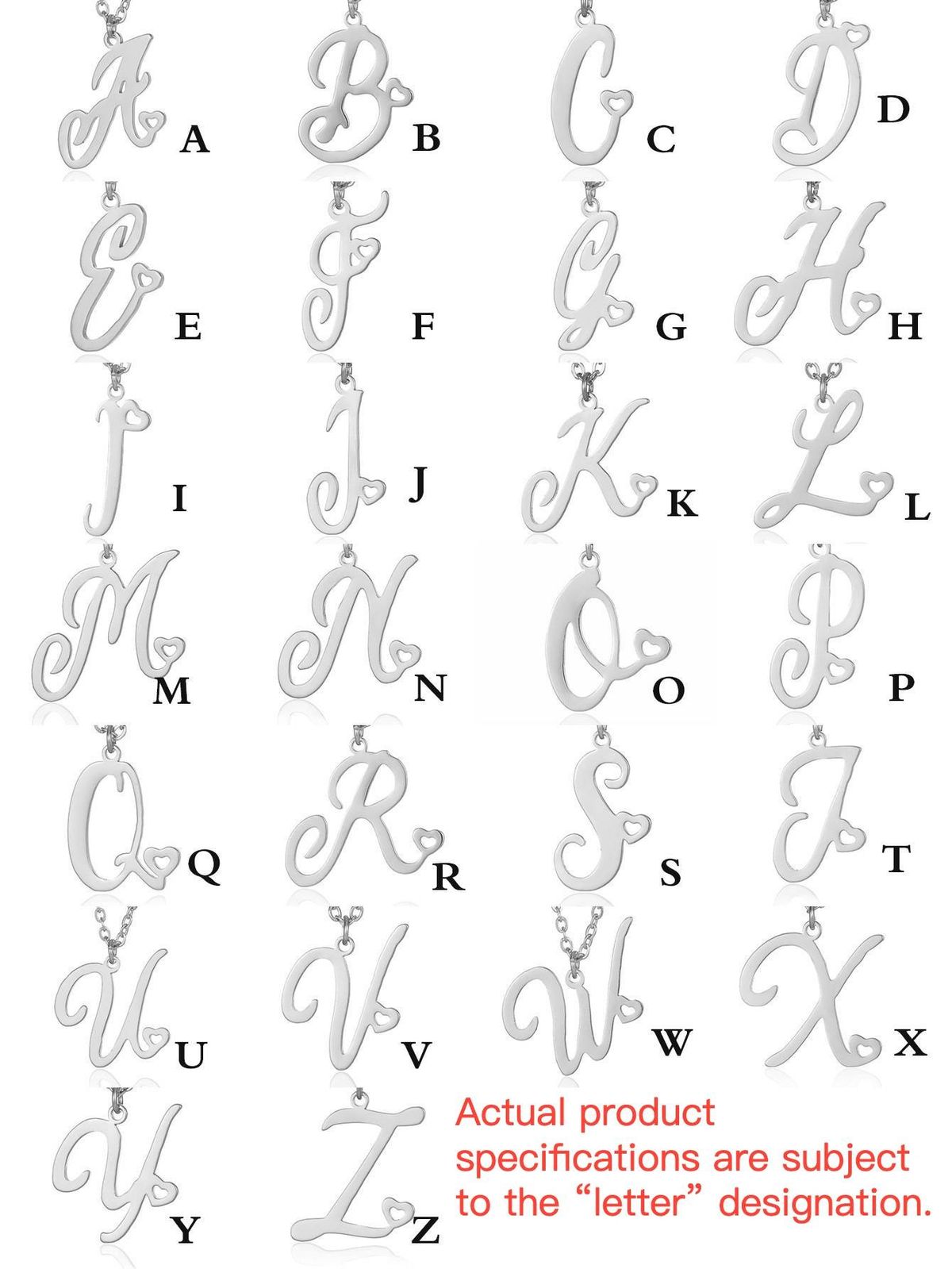 new A Z heart shaped hollow English letter necklace female creative stainless steel love pendant necklace_ipsvogv.com