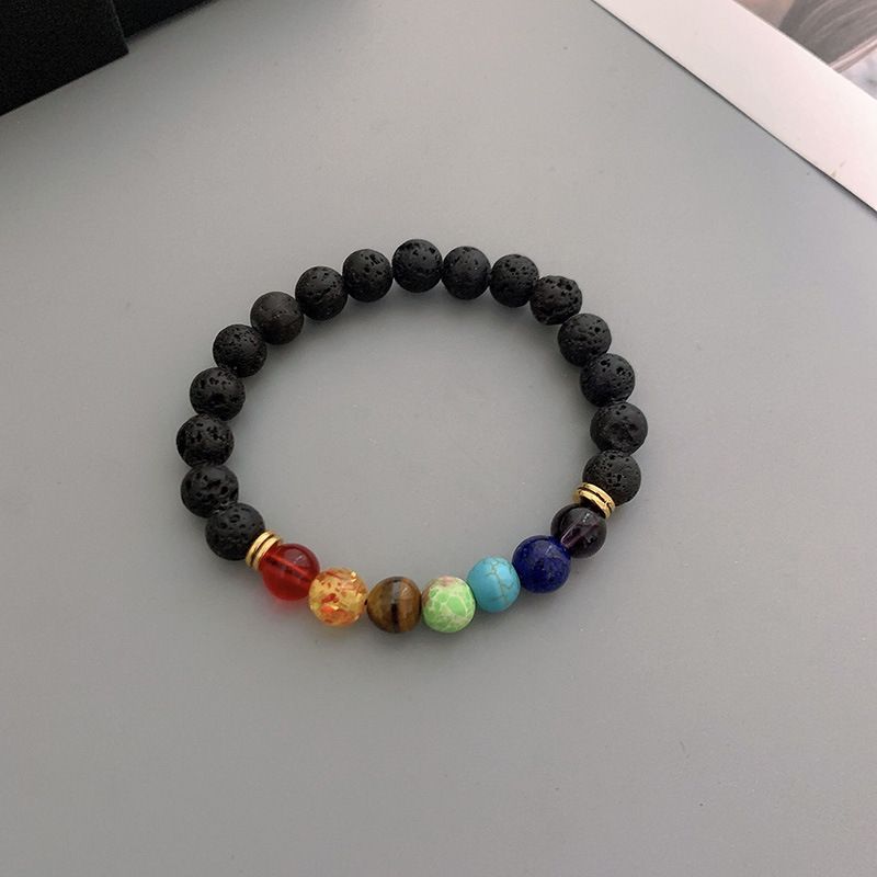 Duobao Color Volcanic Stone Bracelet For Men, Niche Design With A High-end Feel, Stainless Steel Hand Jewelry, Men's_ipsvogv.com