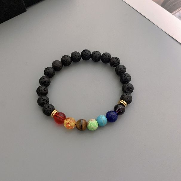 Duobao Color Volcanic Stone Bracelet For Men, Niche Design With A High-end Feel, Stainless Steel Hand Jewelry, Men's_ipsvogv.com