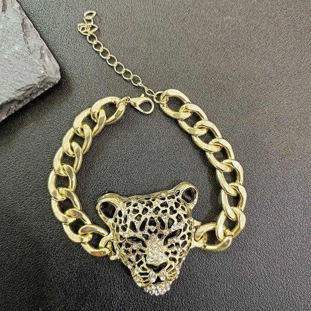 Unique Bold Diamond-Studded Leopard Bracelet For Men Creative Punk Hip-Hop Rock Thick Chain Jewelry_ipsvogv.com