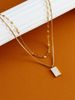 high end white mother of pearl titanium steel necklace geometric square double layer stacking light luxury niche stacking clavicle chain female_ipsvogv.com